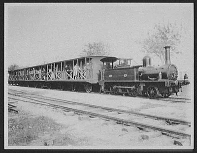 Railway train of the Italian Line between Tunis and the site of…, Tunisia, 1894