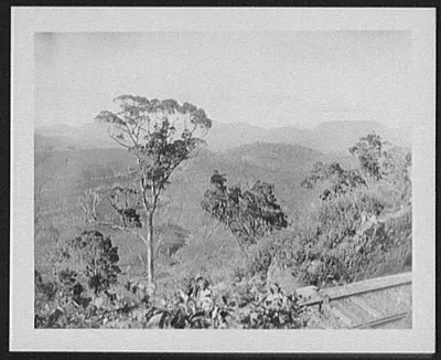 Mountains near Adams Peak from railway tracks, Sri Lanka, 1895