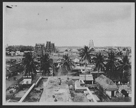 Trichinopoly - Temple of Vishnu at Srirangam - from the 1st Gopura, India, Srirangam, 1895