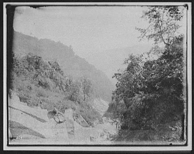 View of mountains from East Bengal Railway, India, 1895