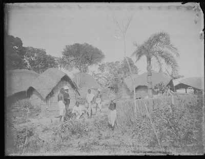 Village with thatched huts near junction of Ganges and Brahmaputra…, Bangladesh, 1895