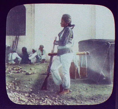 Tunis - soldier leaning on rifle, Tunisia, Tunis, 1894