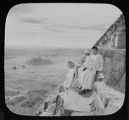 Side view of the Great Pyramid, Egypt, Jizah, 1894