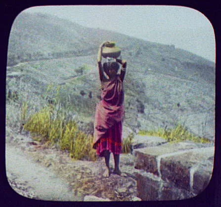 Woman with water jar on head, Sri Lanka, 1895