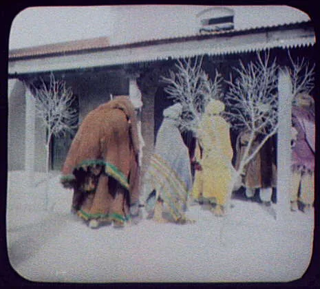 Going to charshit (?) - Indian men entering building, 1895