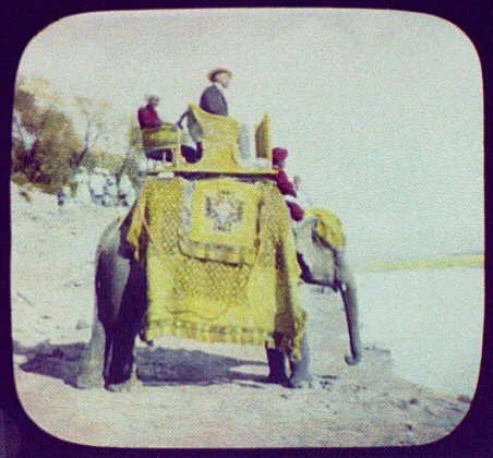 Going to the reception on the Maharaja's elephant, India, 1895