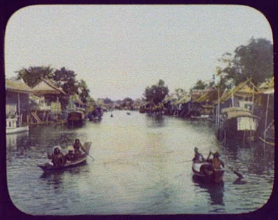 Riverfront scene, India, 1895