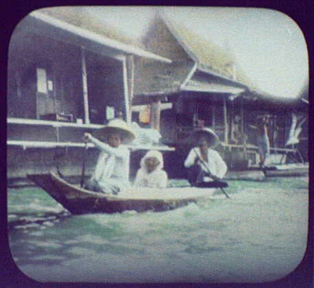 Bangkok - three women on small boat in the Menam River, Bangkok, Chao Phraya River, Thailand, 1895