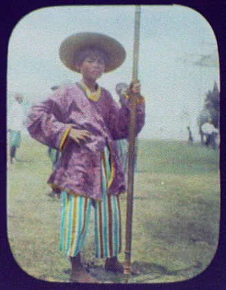 Bangkok - footsoldier holding long bamboo spear, Thailand, Bangkok, 1895