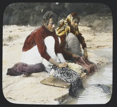 Maori women washing clothes at the Hot Springs, New Zealand, 1895