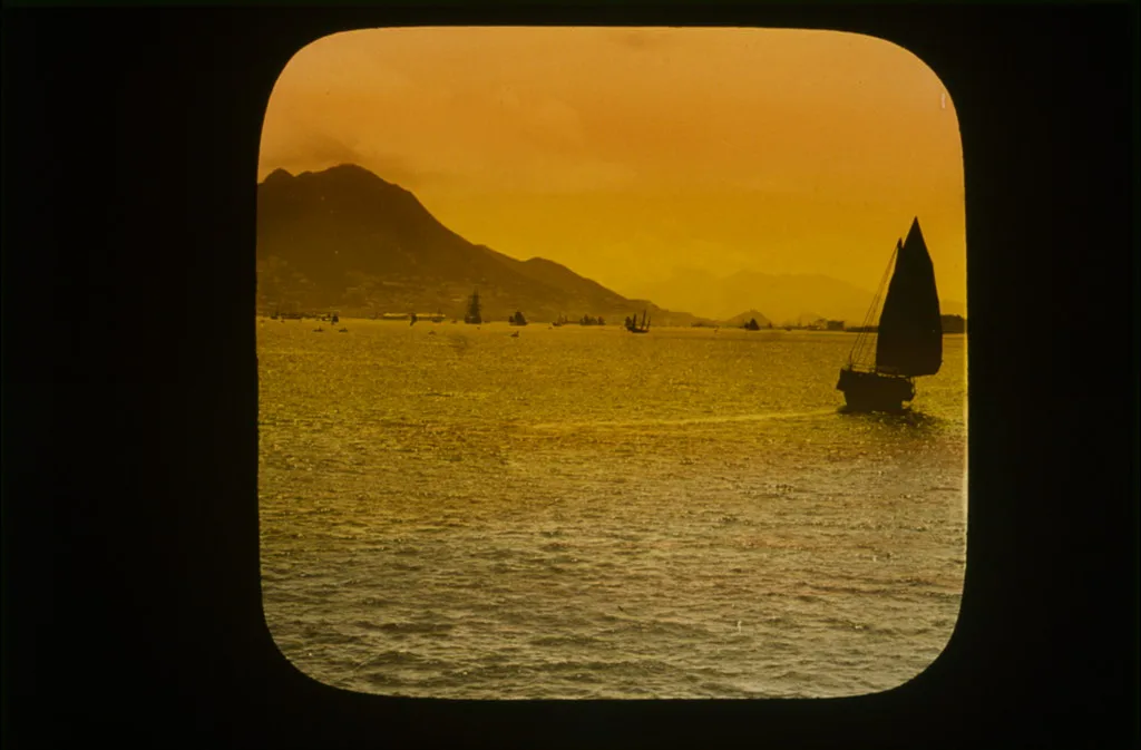 Distant view from harbor approach, Hong Kong, 1895