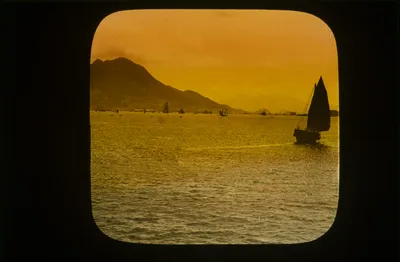 Distant view from harbor approach, Hong Kong, 1895