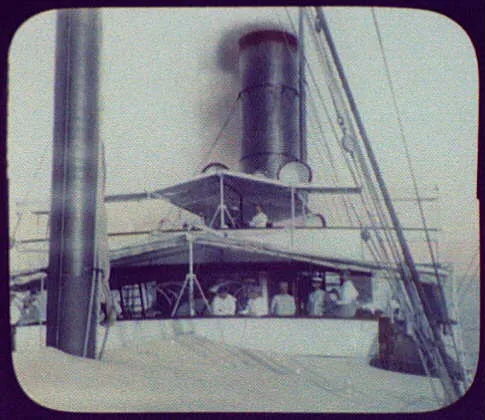 WTC [i.e. World Transportation Commission] on bridge of Chinese ship, China, 1895