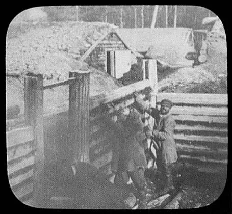 Convict camp near Eastern Siberian Railway - building sod house, 1895