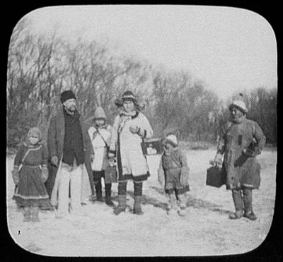 Photograph from 1895: William Henry Jackson posed with Goldi tribesmen