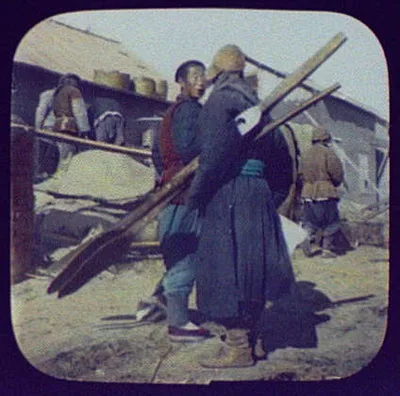 Two Manchurian men on street in Khabarovsk, Russia, Khabarovsk, 1895