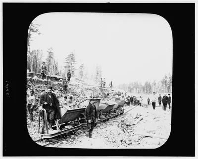 Construction work on the Eastern Siberian Railway near Khabarovsk, 1895