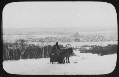 Irkutsk - distant view with horse-drawn sledge in foreground, Russia, Irkutsk, 1896