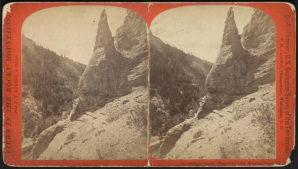 Bridger Canon -- near Fort Ellis, Montana Territory, Montana, Rocky Mountains, Bridger Canyon, 1872