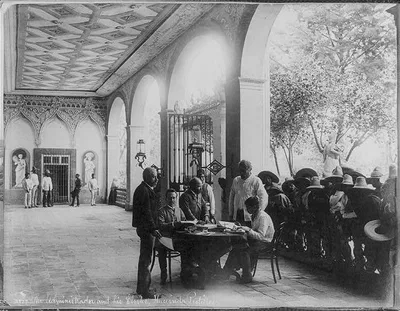 The administrator and his clerks, Hacienda Peotildos, 1884