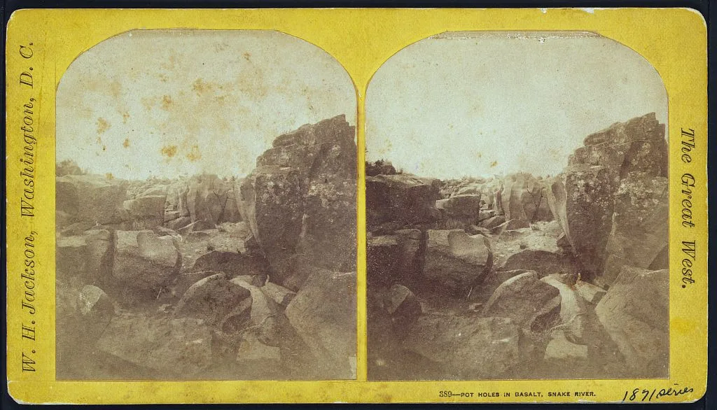 Pot holes in Basalt, Snake River, 1871