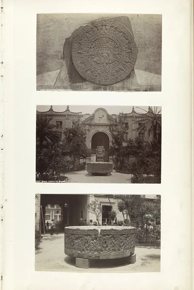 Mexico. Aztec calendar stone Mexico. Court of the museum, Mexico City, Mexico, 1883