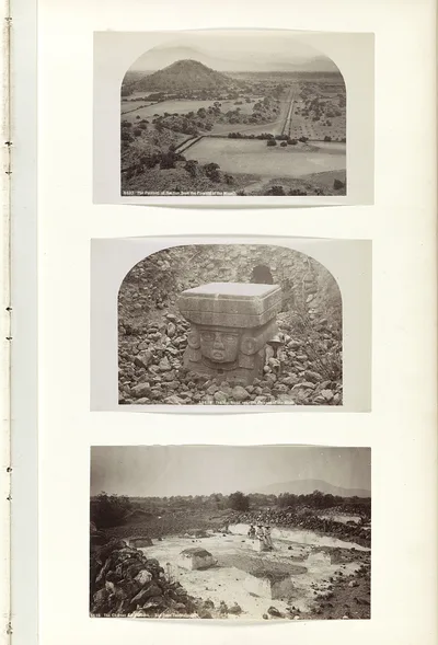 The Pyramid of the Sun from the Pyramid of the Moon The idol found…, Mexico, San Juan Teotihuacán, 1883