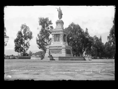 Statue of Cuitlahuac [i.e. Cuauhtemoc], Mexico City, Mexico, 1880