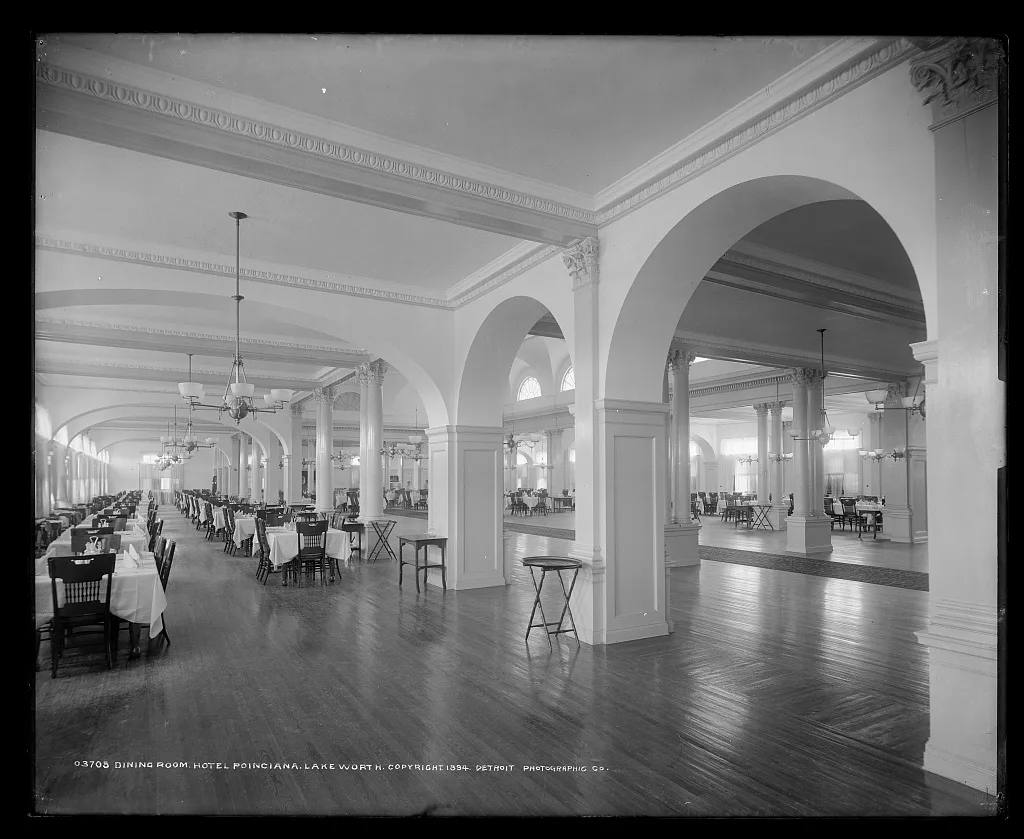 Dining room, Hotel [Royal] Poinciana, Lake Worth, Florida, 1894