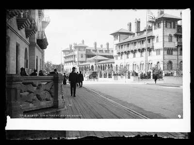Street view, front of the Ponce [de Leon Hotel], Florida, 1880