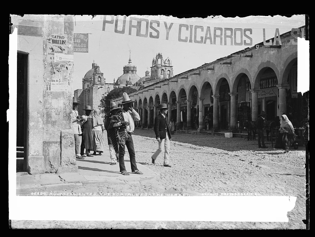 Aguascalientes, the portales of the market, Aguascalientes (State), 1880