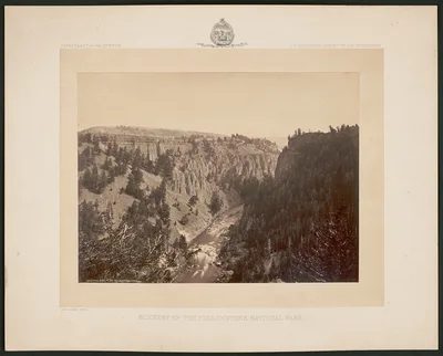 Columnar basalts on Yellowstone River, Yellowstone National Park, Wyoming, Yellowstone River, 1878