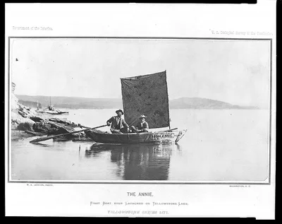 [The Annie, first boat launched on Yellowstone Lake], Yellowstone Lake, Wyoming, 1871